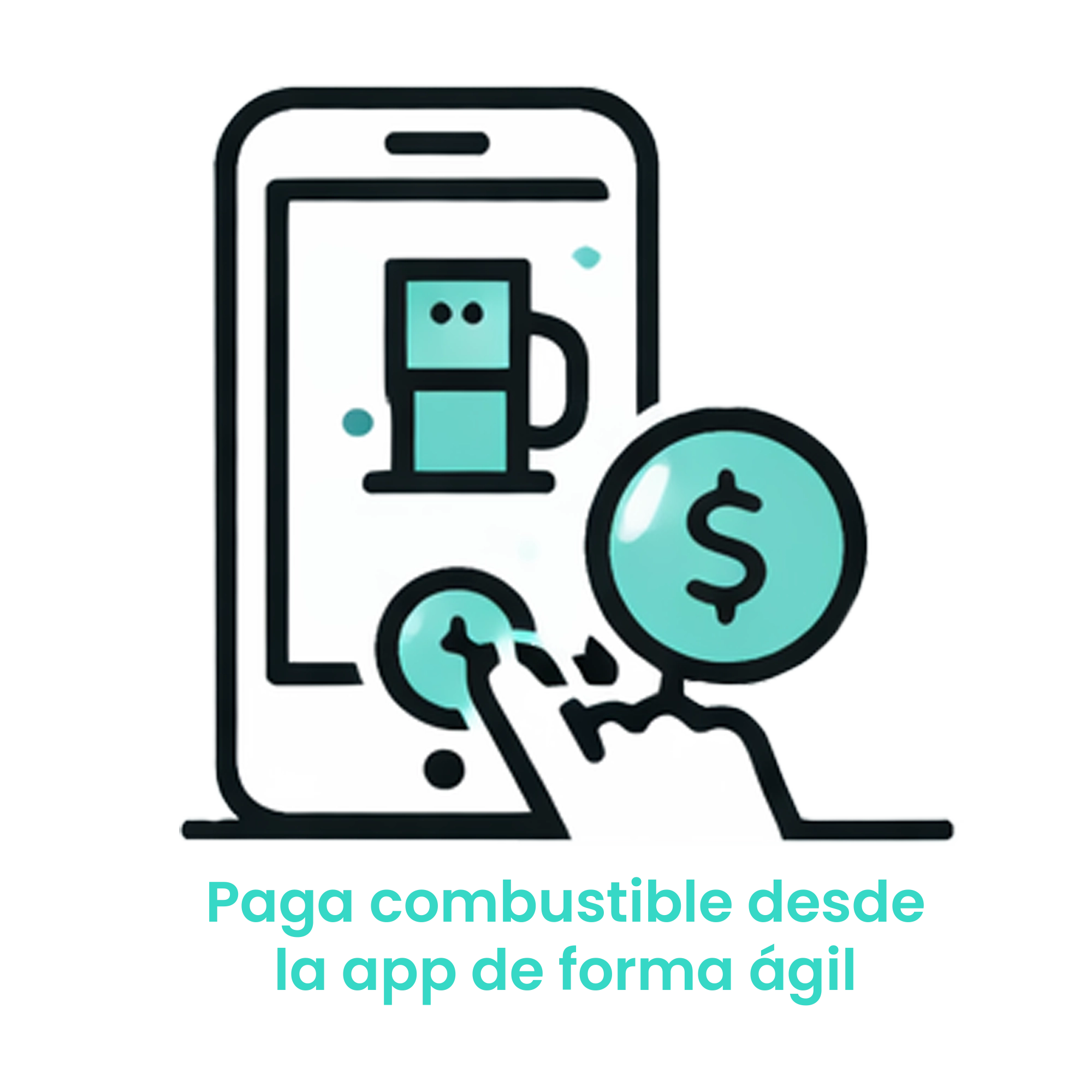 Icono de smartphone realizando un pago digital con el símbolo de moneda, destacando la agilidad en la transacción sin contacto. · 4