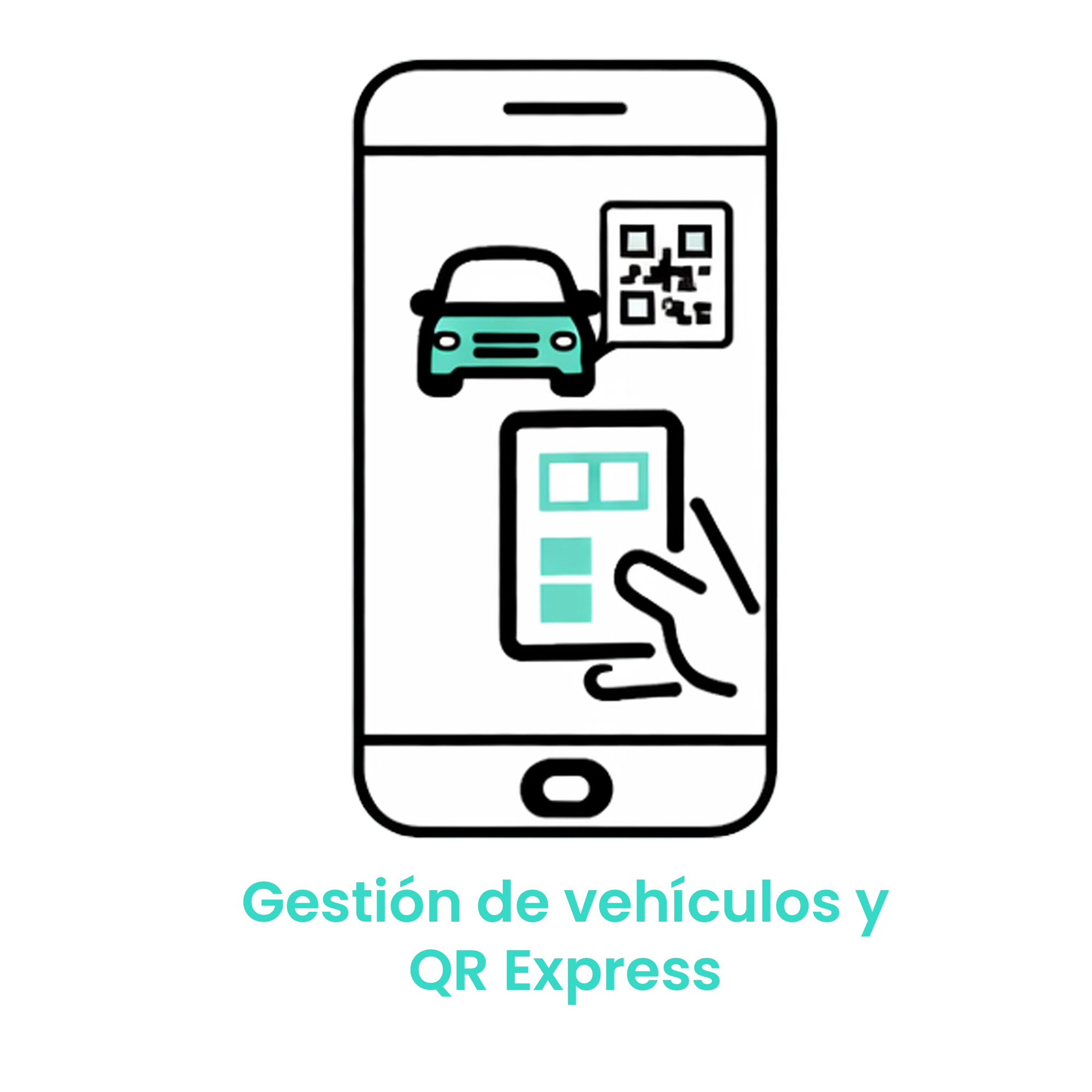 Icono de smartphone con un vehículo y un código QR siendo escaneado, simbolizando la identificación rápida de unidades para el suministro. · 4