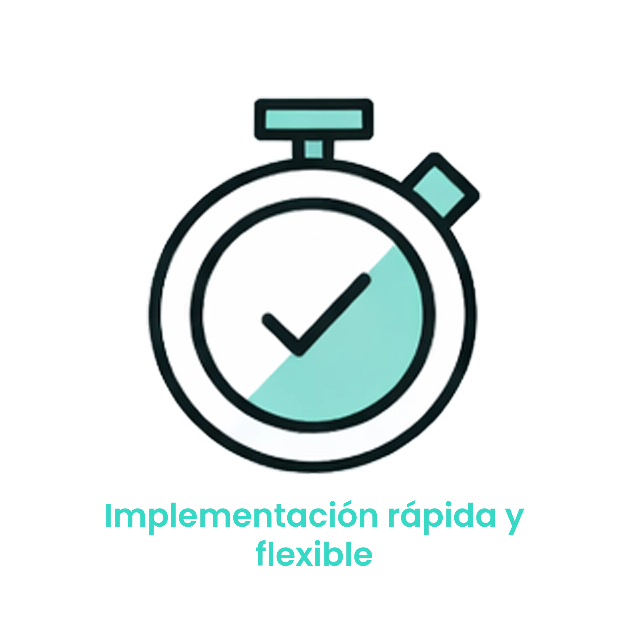 Icono de cronómetro con una marca de verificación, simbolizando tiempos de despliegue optimizados. · 4