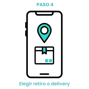 Icono de ubicación y caja de pedido simbolizando la elección entre despacho a domicilio o retiro en local. · 4