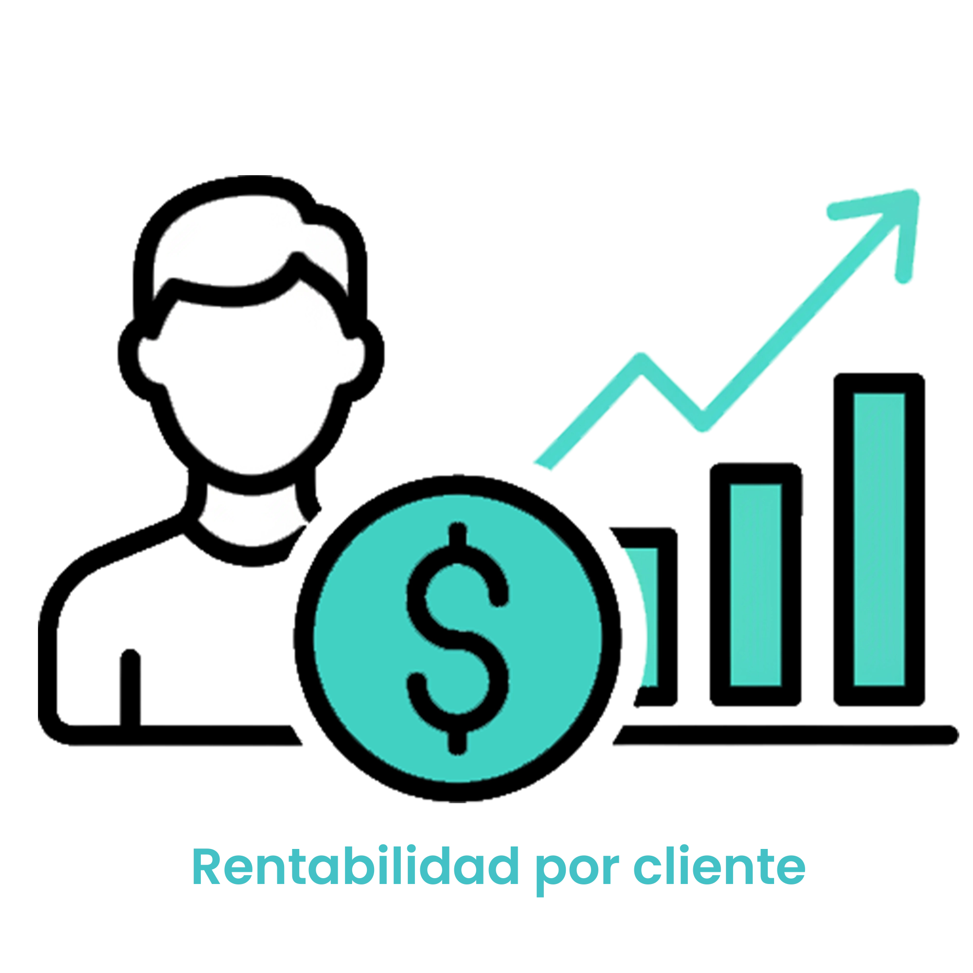 Icono de un perfil de usuario junto a un símbolo de dólar y una flecha de crecimiento económico. · 4