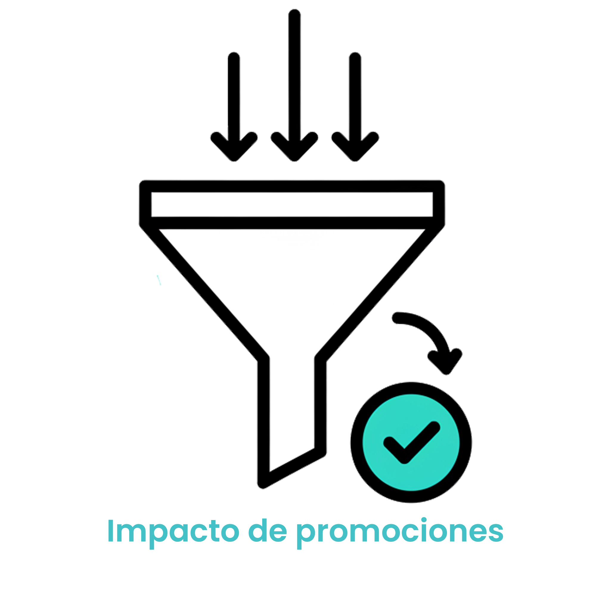 Icono de un embudo de ventas que filtra resultados hacia un check de conversión exitosa. · 5