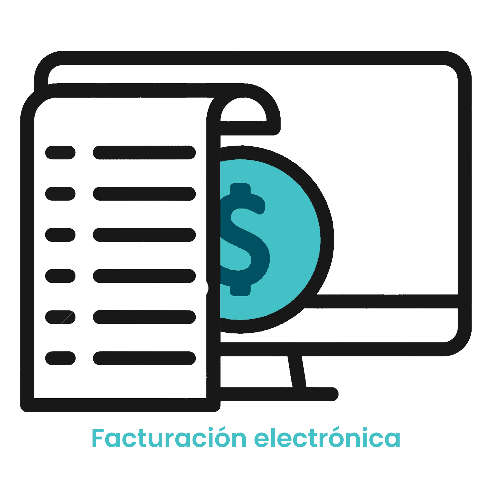 Icono de monitor de computadora emitiendo una factura digital con símbolo de dólar. · 2