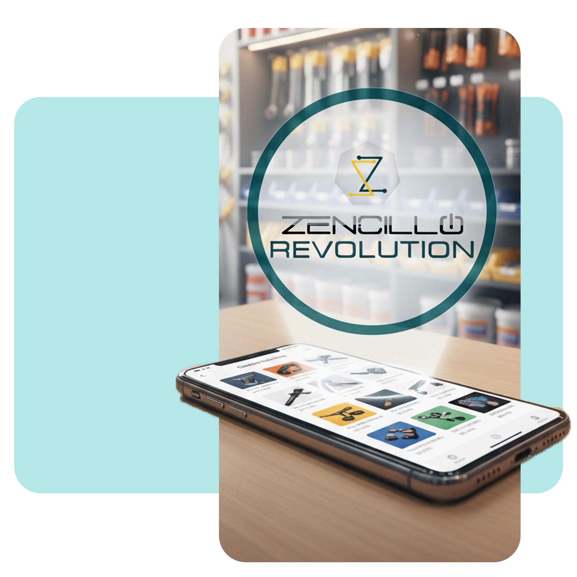 Celular mostrando el catálogo de Zencillo Revolution con opciones de pago mediante cupo de crédito pre-aprobado. · 2