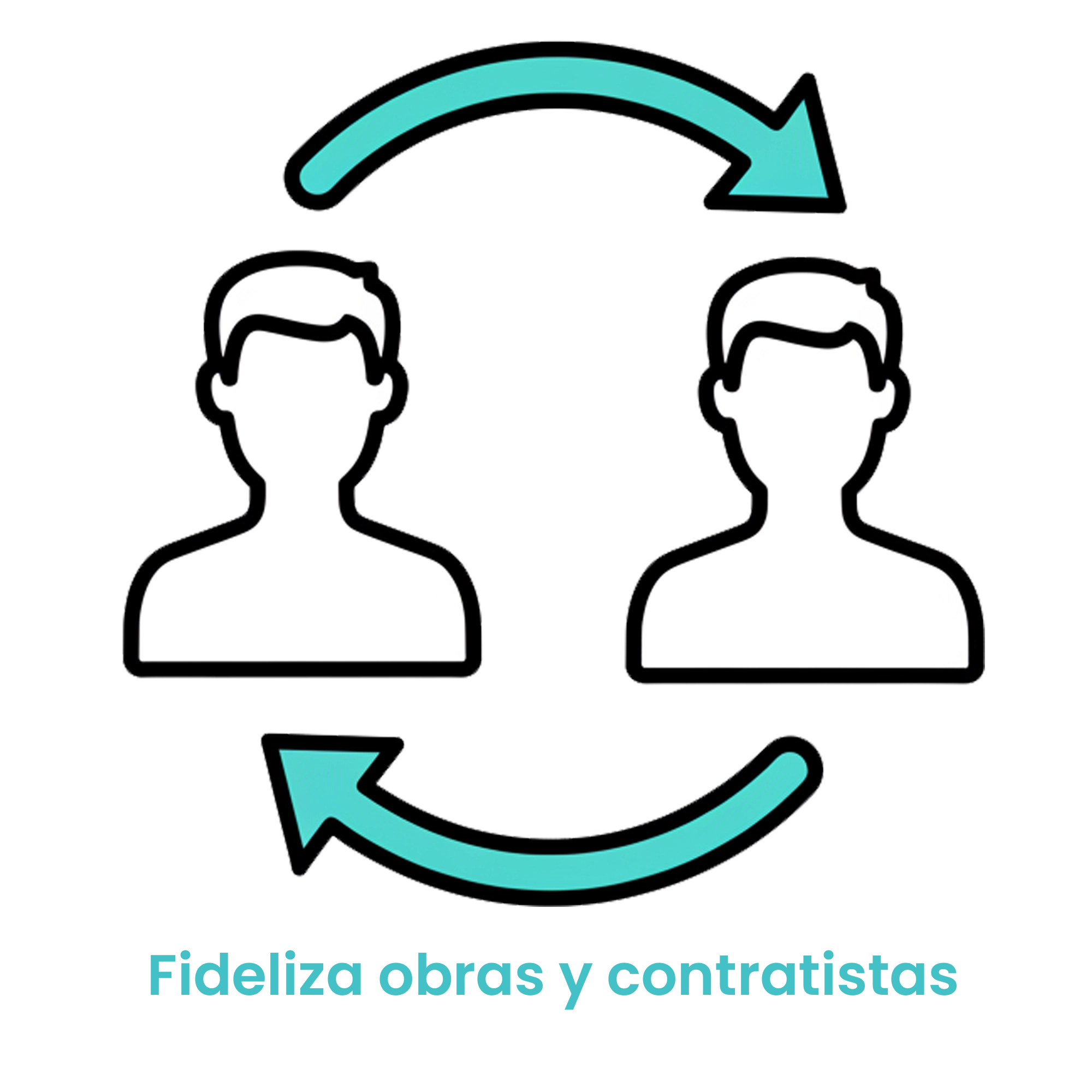 Icono de dos perfiles de usuario conectados por flechas circulares que simbolizan una relación comercial duradera y de confianza. · 4