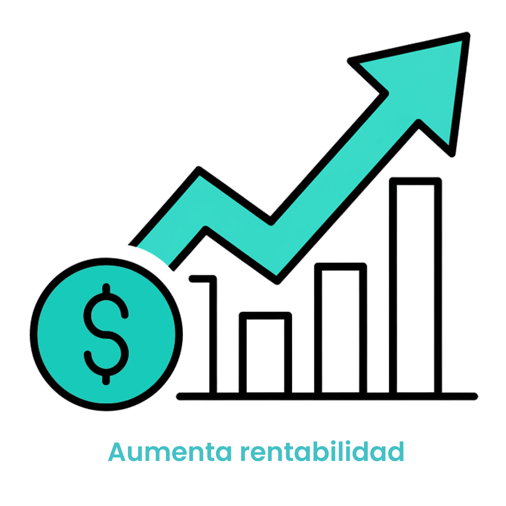 Icono de una moneda con símbolo de dólar junto a un gráfico de barras con tendencia ascendente. · 5