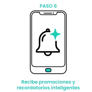 Icono de campana de notificación con una estrella, representando el envío de alertas de recompra de alimento y ofertas exclusivas. · 6