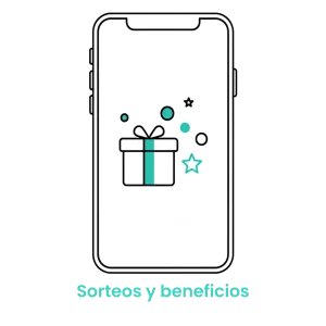 Icono de caja de regalo representando sorteos y beneficios exclusivos de la app. · 5