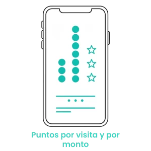 Icono de acumulación de puntos por visitas y monto de compra en salones. · 1