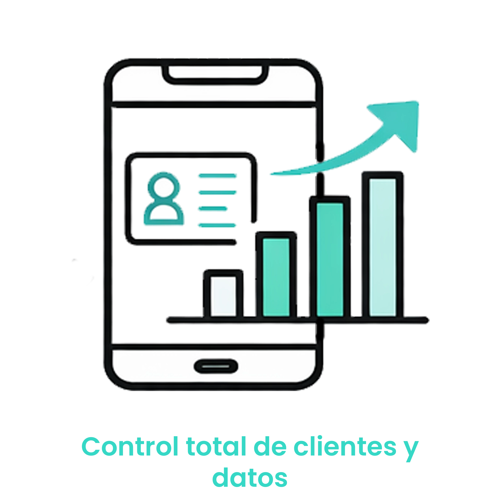 Icono de un smartphone con gráficas de barras y un perfil de usuario, representando la gestión de "First-party data". · 5